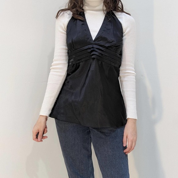 Lots of Love by Speechles Y2K Black Party Halter  Top M - Picture 1 of 5